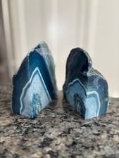 Blue Agate Geode Bookends