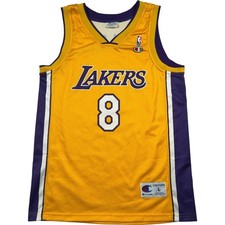 Champion Los Angeles LA Lakers NBA Jersey Men's Large Kobe Bryant #8 Yellow VTG