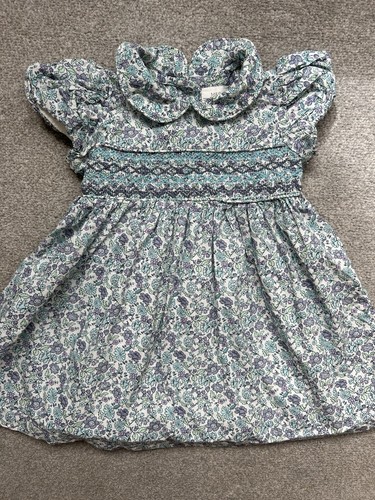Next baby blue floral smocked