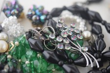 Antique & Vintage Jewellery job lot Silver, Signed, Deco, Iris Glass, Edwardian