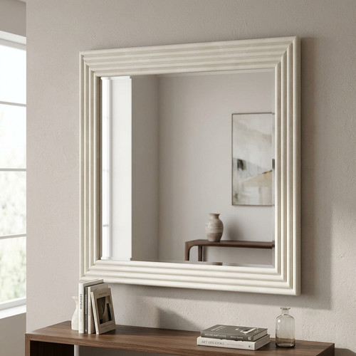 White square wall mirror - white, large