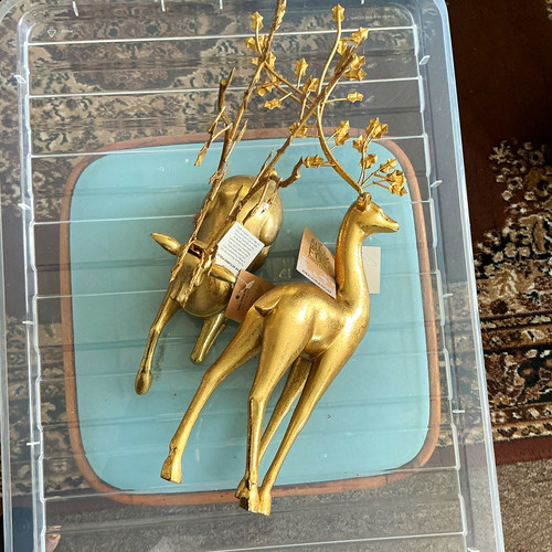 Gold deer reindeer ornament - gold,