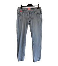 Superdry Jeans Cigarette Slim Womens Size 32W 32L Light Blue Stretch Denim