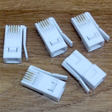 PACK OF 5 QUALITY WHITE 4PIN BT431A TELEPHONE CABLE CRIMP CONNECTOR PLUGS 431A