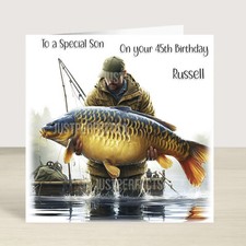 Personalised "Mirror CARP" Birthday Card Fisherman Fishing Friend Dad Grandad,