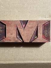 Vintage Wooden Letterpress Printing Block 3.5  X  8 x 2.5 cm letter M 