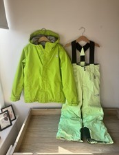 North face lime green ski suit