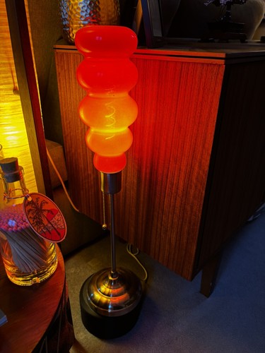 Retro vintage orange lamp vase - vintage,