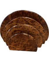 Vintage Art Deco Style Burl Wood Letter Holder Rack Post Organiser Semi-Circle