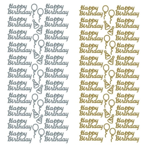 Happy birthday stickers gold - happy,