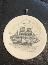 carved Scrimshaw pendant B Sutherland