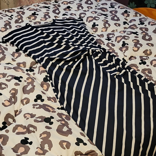 Navy white striped long - &,