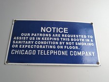 Chicago Telephone Company  Porcelain Enamel Notice Antique Sign