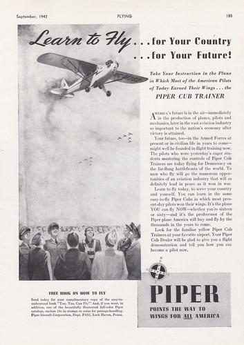 1942 piper cub aircraft - cub, ad
