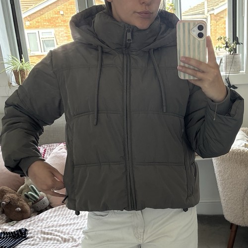 Zara khaki puffer jacket - khaki, size