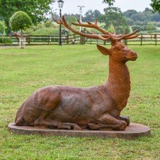 Cast Iron Stag Statue Lying