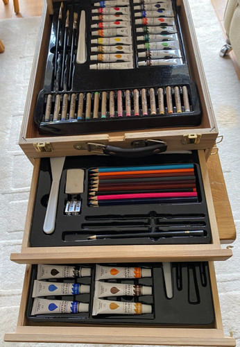 Artist set wood box easel - wood,