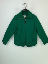 Jigsaw Green Quilted Jacket Ribbed Funnel Neck Zip Front Lightweight Coat UK 6