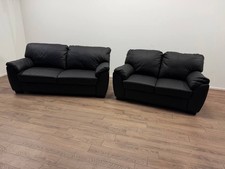 Milano Leather 2 & 3 Seater Sofa Set – Black