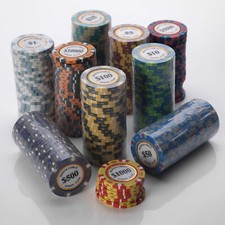 Poker Chips - 14G Monte Carlo Poker Chips in 25pcs per Roll Value - Many Values