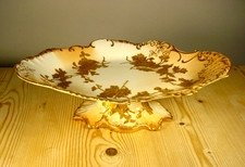 Antique Hammersley & Co. Gilt Leaf Pattern Cake Stand 1890s
