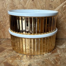 2 Vintage Le Faun L. Lourioux Cookware Gold Lustre Souffle Dish Bowl