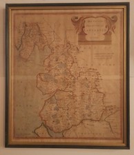 1695 Map of Lancashire. Rob Morden. Framed & Coloured. The Red Rose County. 