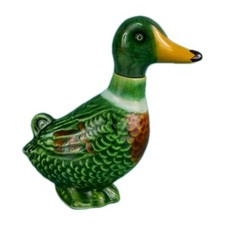 Vintage Ceramic Duck Decanter with cork stopper 6.25" tall