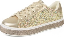Gold Sparkle Trainers Women's