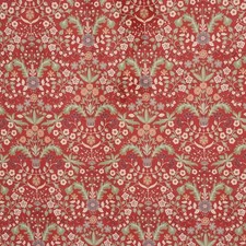Windsor Velvet Fabric Red | Floral Morris Arts & Crafts Curtains Upholstery