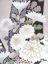 [AYANE] CHRYSANTHMUMS  (Sample) - Japanese Silk KIMONO Fabric