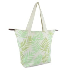 Ladies Cotton Beach Tote Bag and Zipped Accessories Bag - Leaf Print