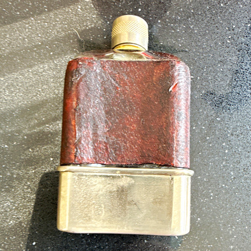 Leather wrapped glass pocket - leather,