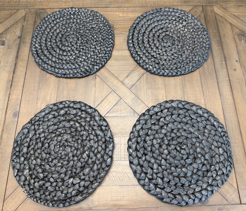 Woven wicker placemats black - woven,