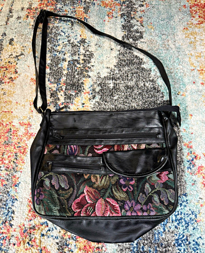 Black floral tapestry - floral, &