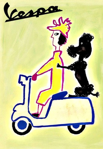 Vespa scooter art poster - vespa,