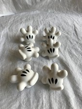 Vintage Disney Parks Ceramic Drawer Pulls Knob Set 6 Mickey Gloves Hands