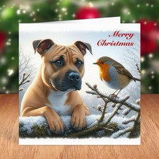 Staffordshire Bull Terrier Dog Christmas Card, Staffie