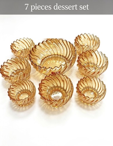7pcs gold glass - gold, set