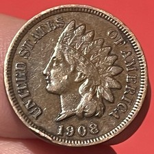 1908 PENNY~American Native Indian One Cent Coin~Old West Shield USA~ NICE COIN 