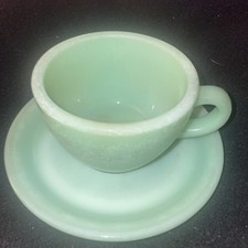 Vintage Fire King Jadite Jadeite Restaurant Ware Cup & Saucer-NICE!-L@@K!