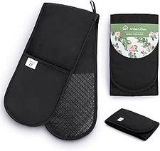 Black double oven gloves - oven,