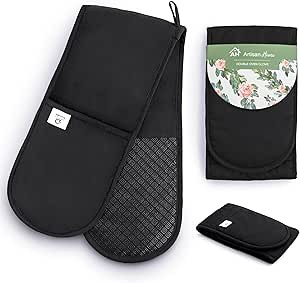 Black double oven gloves - double,
