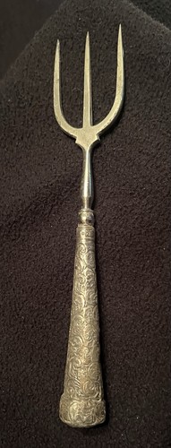 Antique sterling toasting fork - toasting,