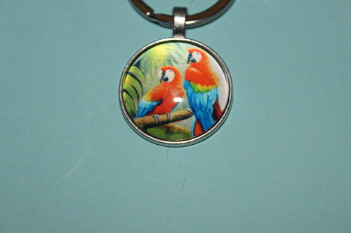 Scarlet macaw keyring - keyring, keychain