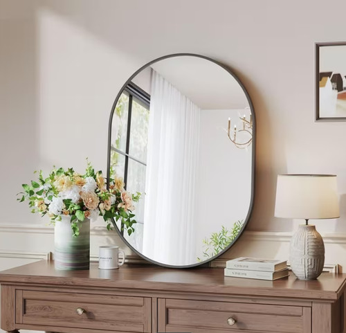 Bathroom mirror oval - bathroom, wall