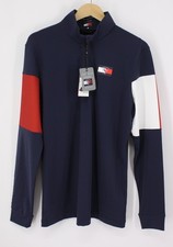 TOMMY HILFIGER ROSSIGNOL MENS GLOBAL STRIPE HALF ZIP SIZE XXL NAVY RRP £135 IB