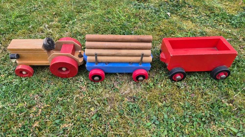Vintage wooden tractor log - tractor,