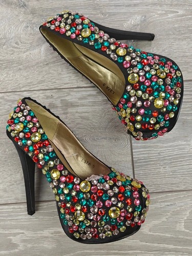 High heel platform diamante