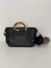 Zara Black Structured Tote Bag with Tortoiseshell Handles 